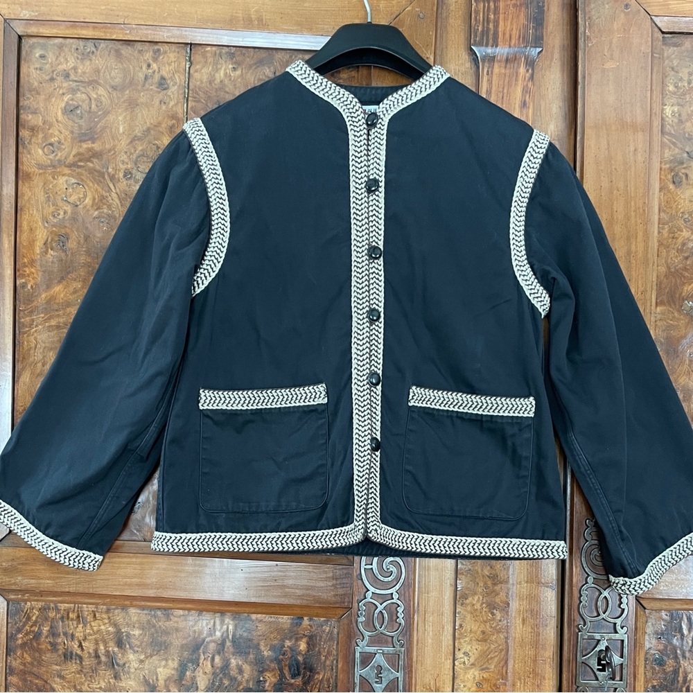 SAINT LAURENT RIVE GAUCHE BLACK COTTON JACKET S/S 1977 Vintage